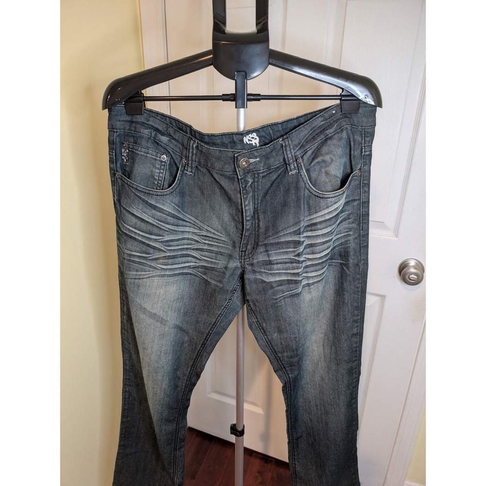 NSS Denim Jeans Dark Wash Whiskered Straight Leg 68D00377KU - Size 36 - Picture 4 of 8